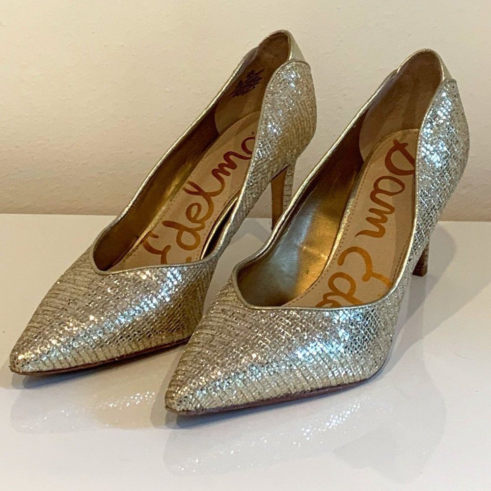 SAM EDELMAN Orella gold glitz heels - 8.5